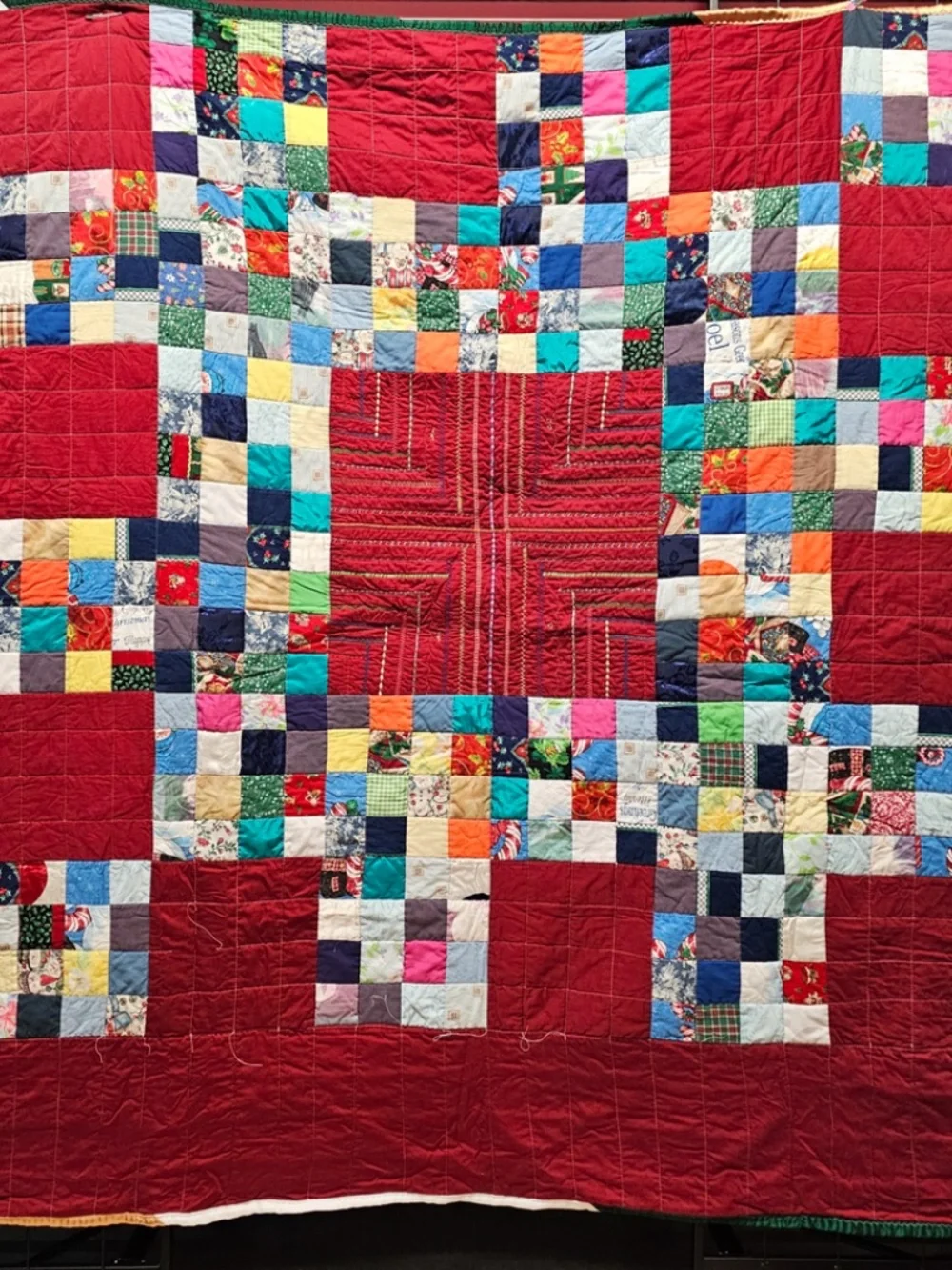 Quirky Homemade Vintage Christmas Quilt